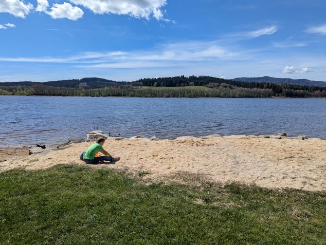 Rufus buddelt am Lipno Strand